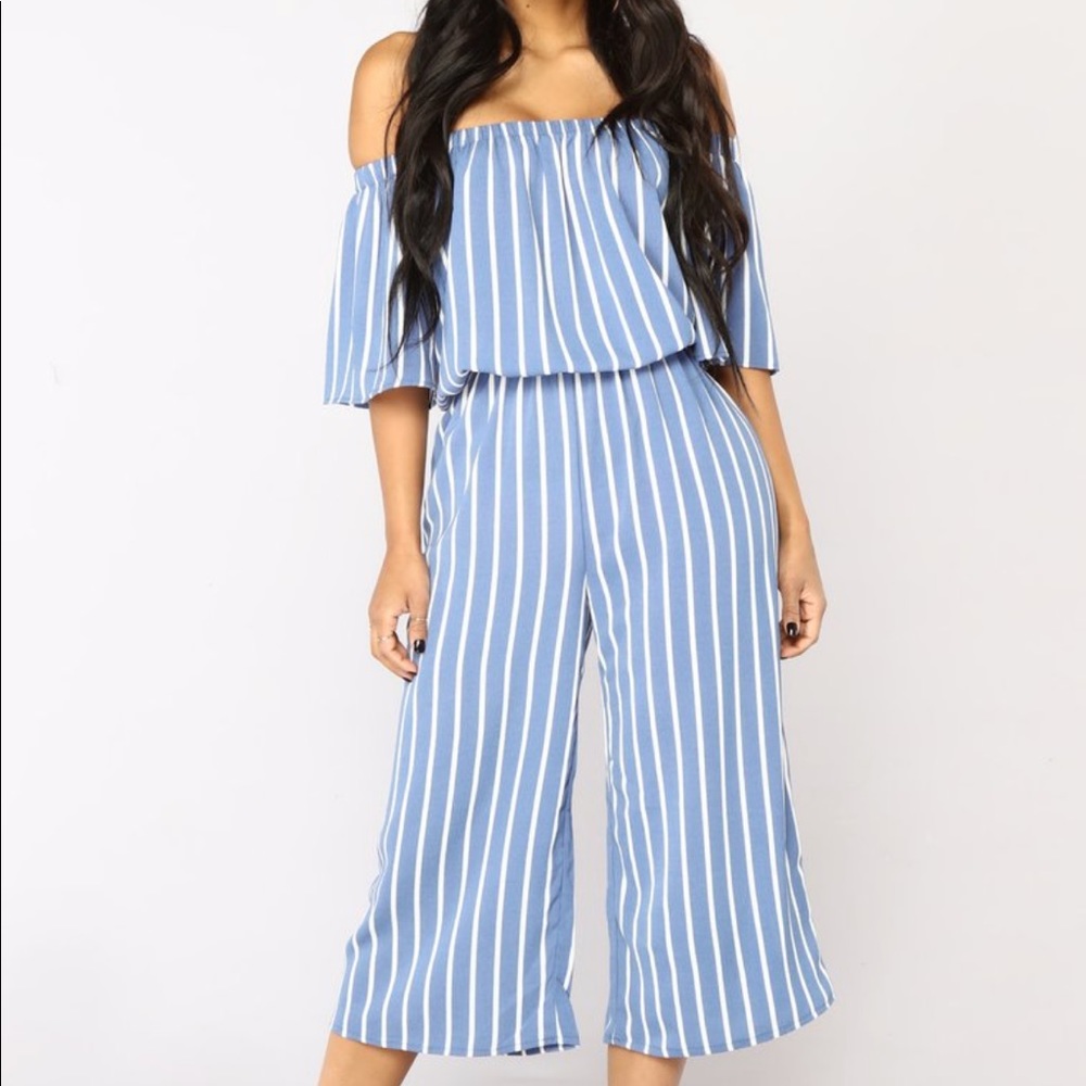 Stripe Off Shoulder Jumpsuit